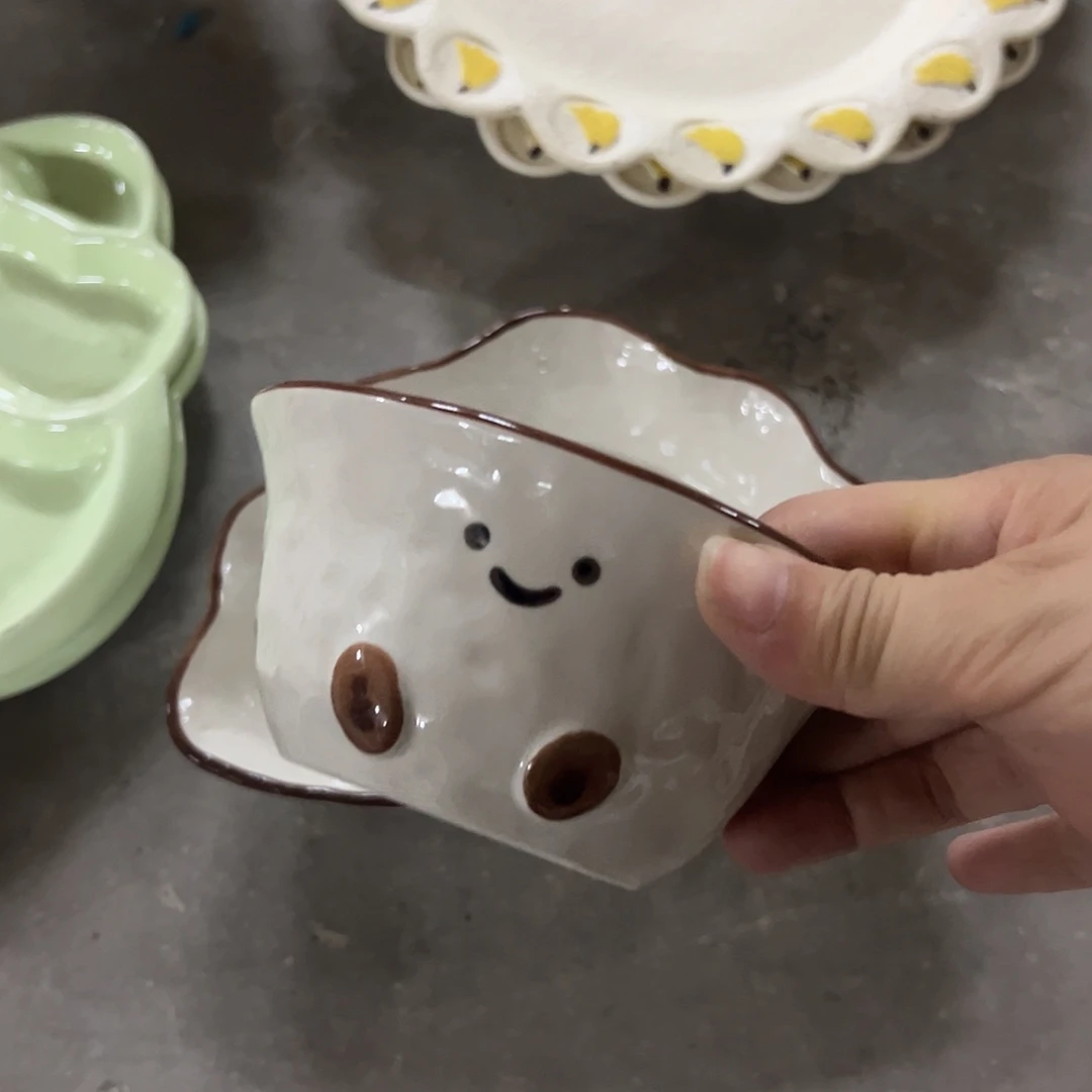 瓷正品可可豆米饭碗两个