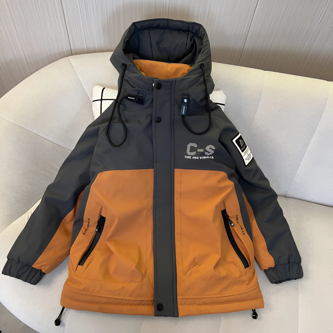 【加毛加棉加厚】儿童外套冲锋衣2024新款派克服加厚儿童冬季中大童
