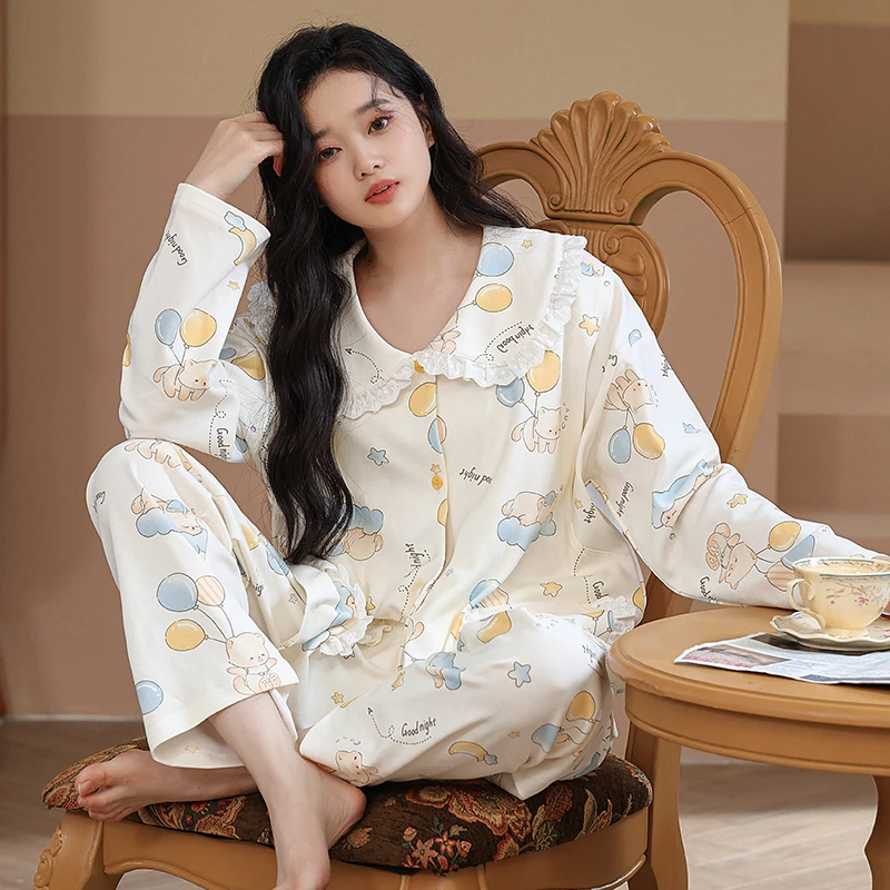 【云感棉-春秋带胸垫月子服】产前产后产妇孕期哺乳期家居服亲肤