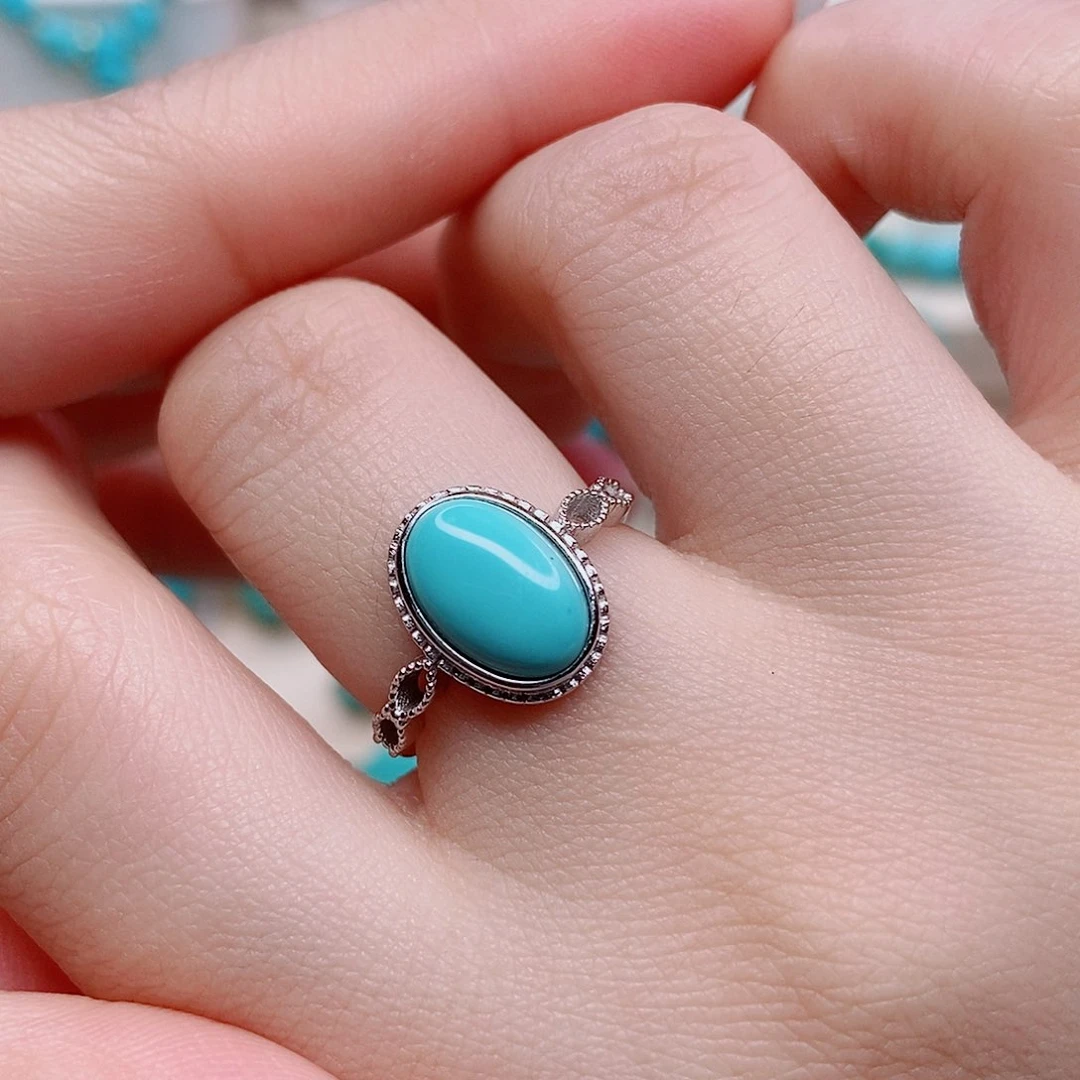 绿松石戒指银S925镶嵌