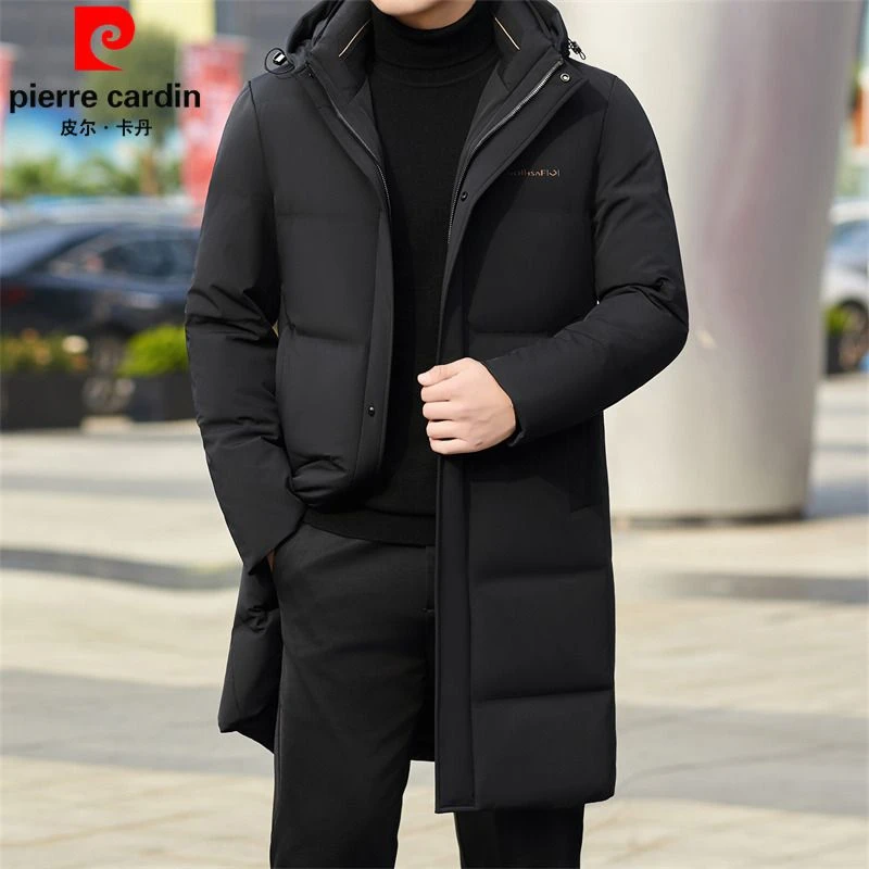 皮尔卡丹羽绒服男士中长款加厚冬季可脱卸内胆保暖防寒爸爸装外套