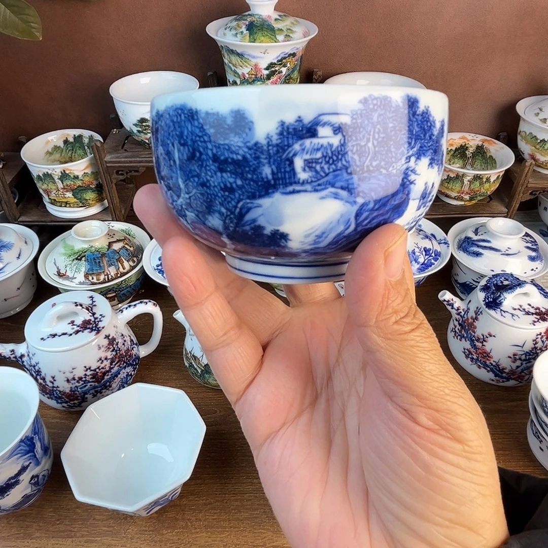 忠意堂釉下彩山水