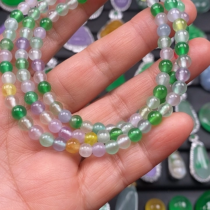 冰透春带彩卡5多宝项链