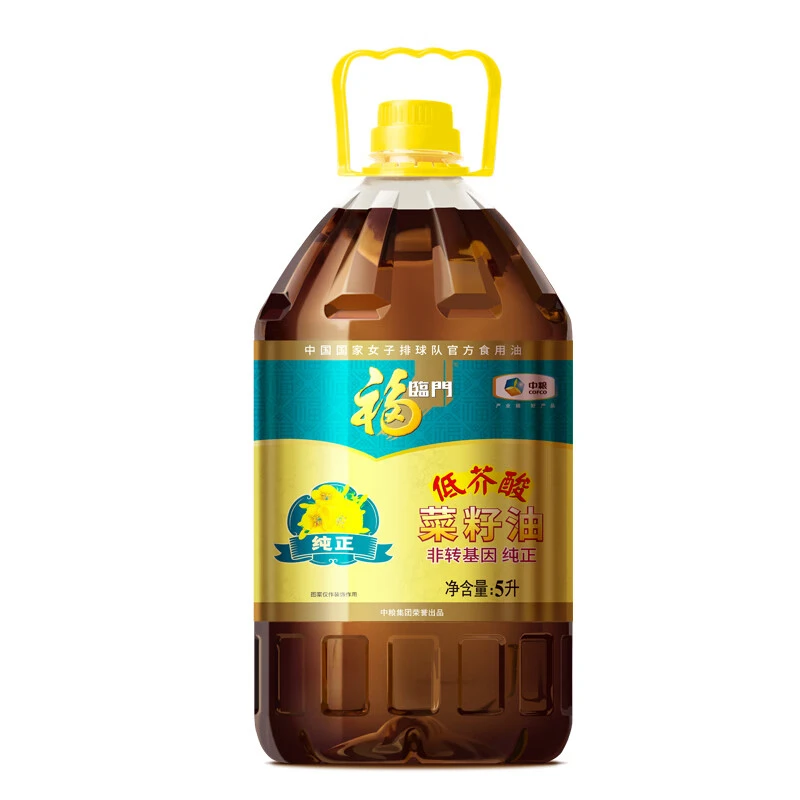 中粮福临门非转基因纯正菜籽油5L桶装家用物理压榨 菜籽油