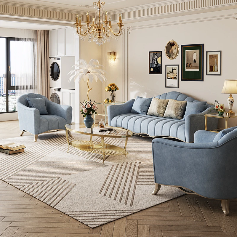简菲娜美式轻奢客厅创意菲尔顿欧式布艺沙发别墅网红家具SF011B