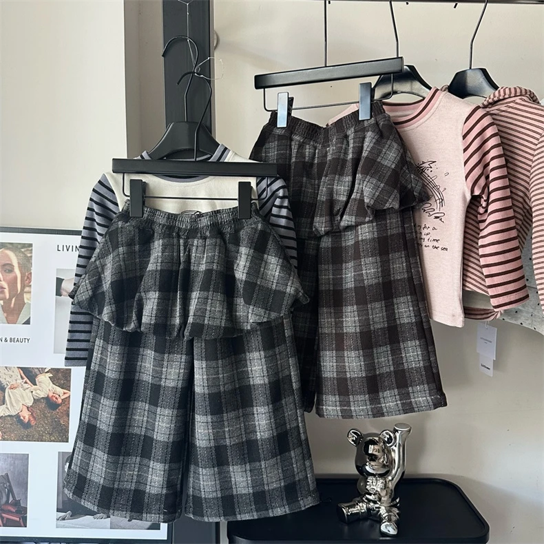 小一·25冬~格子直筒裤D1011（童装汉服）黑色