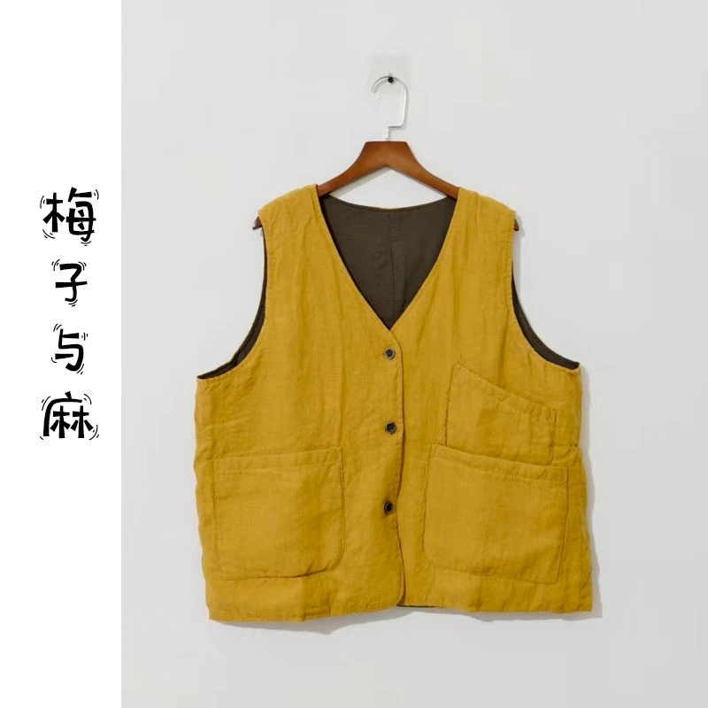 【大梅子推荐】设计款亚麻马甲M2478（衣长58胸围100）