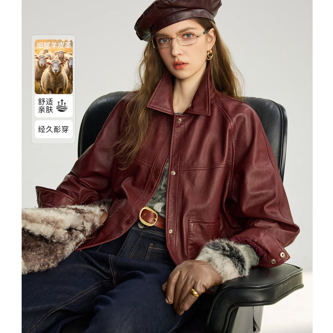 NAGUAGU/南瓜谷【圣佩斯皮衣】细腻羊皮革女装皮衣FY3PY1070-A