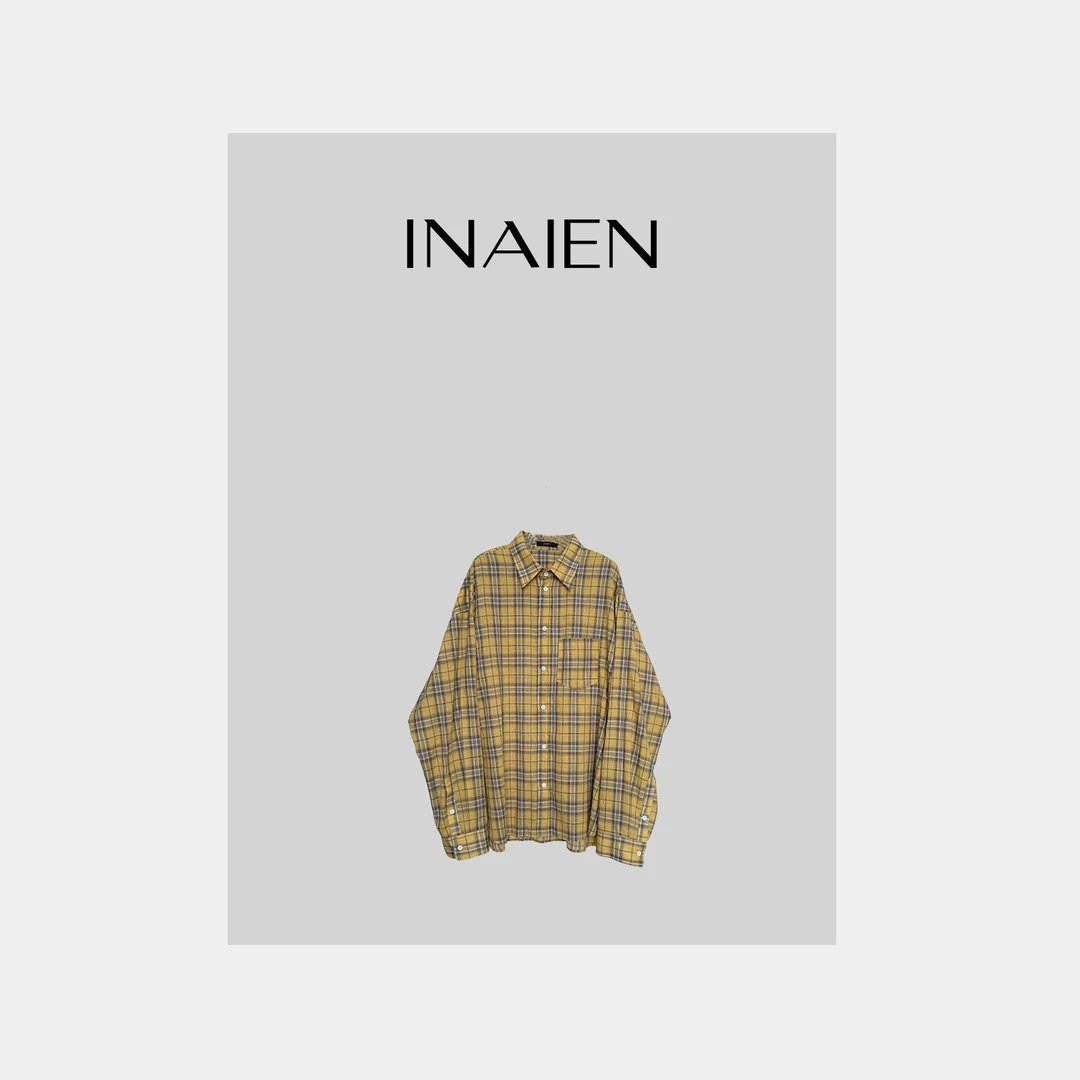 【INAIEN】线上款“夏日格调”全棉宽松格纹衬衣 P8518