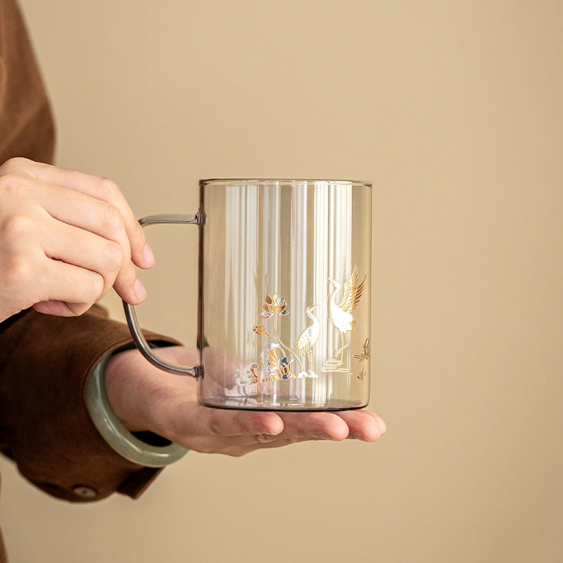 高硼硅烟灰仙鹤马克杯喝水杯