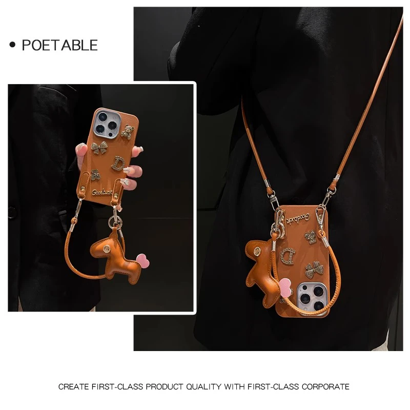 斜跨带挂绳适用苹果16Promax女iPhone15/14新款13/12/11Pro/XR/XS