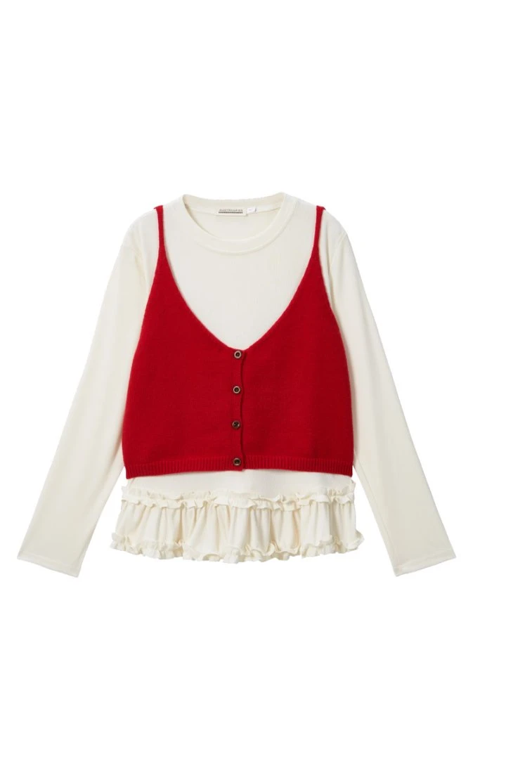 韩系chic叠穿毛衣吊带开衫女短款宽松外穿针织背心百搭休闲马甲