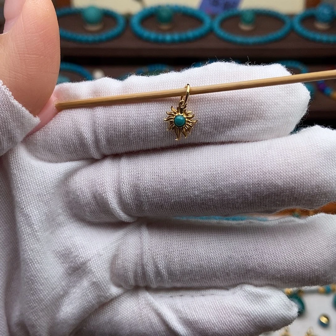 绿松石18K金镶嵌绿松石配饰h