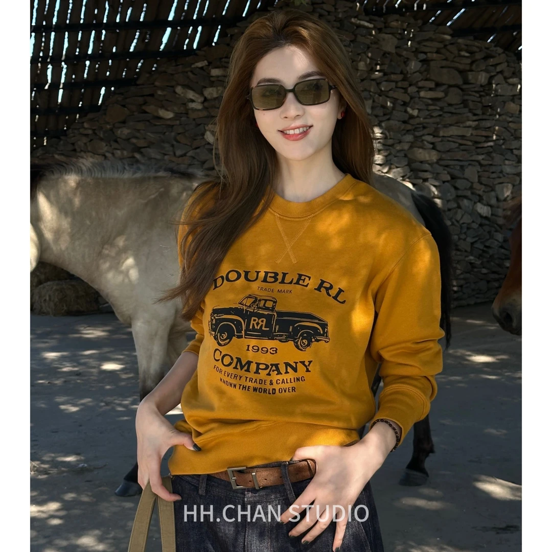 HH.CHAN"美式皮卡"定制棉RL美式复古新款圆领皮卡卫衣 HH53H37636