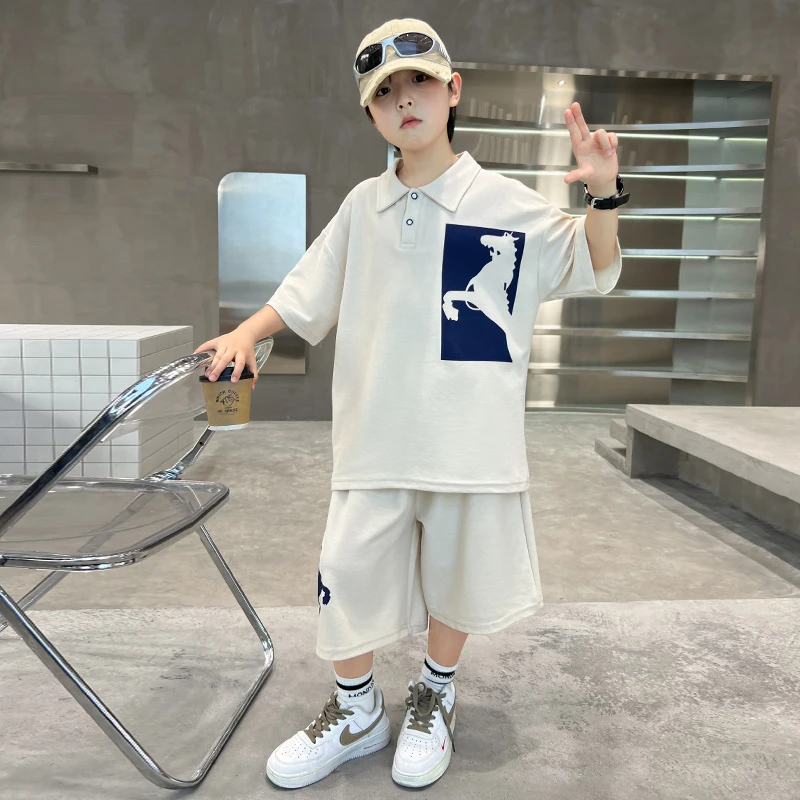 儿童装男童夏装短袖套装2025新款夏季中大童POLO衫夏款运动帅气潮