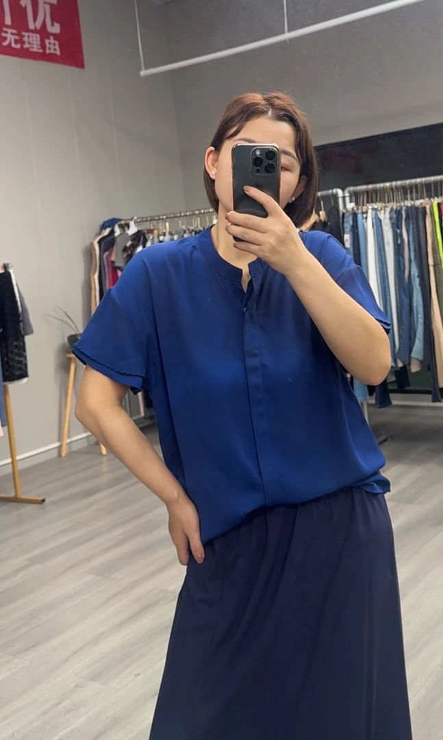 9302夏季薄款冰凉透气经典立领暗扣短袖时尚衬衫