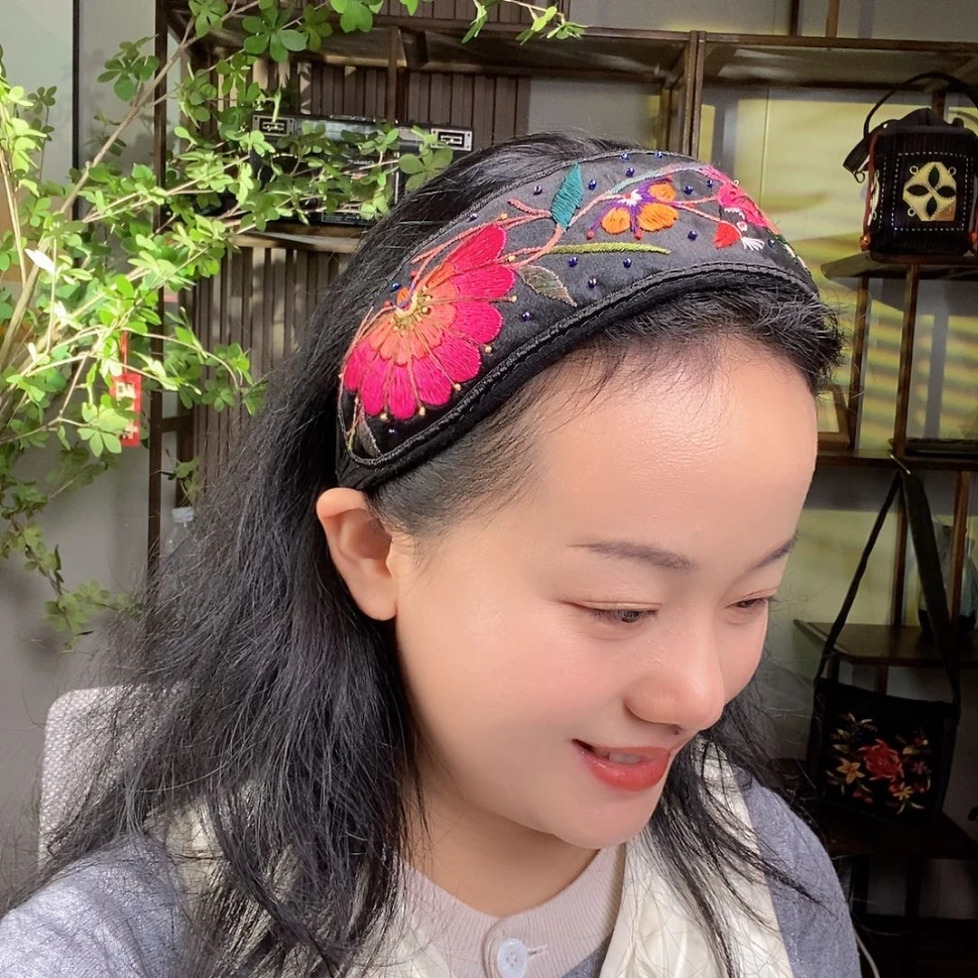 织绣老绣手工刺绣发箍