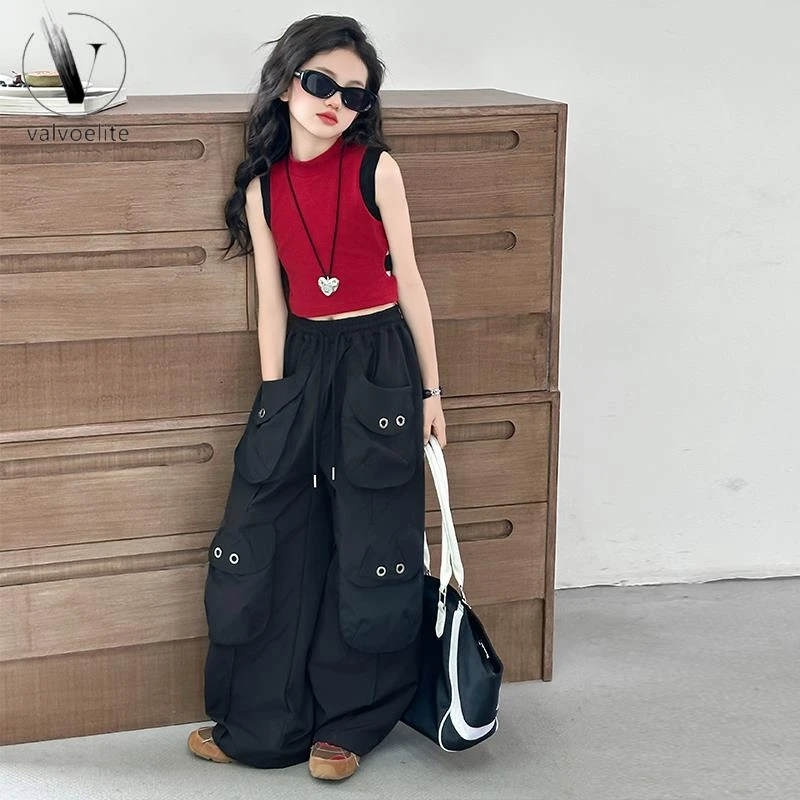 VALVOELITE女童套装夏季新款儿童网红炸街夏装中大童洋气时髦工装