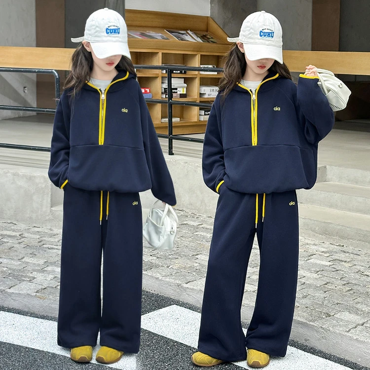 女童套装韩系穿搭秋装2025新款儿童洋气炸街卫衣女大童早秋运动服