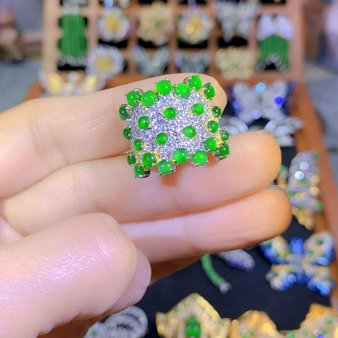 吊坠(不含链)银S925镶嵌翡翠