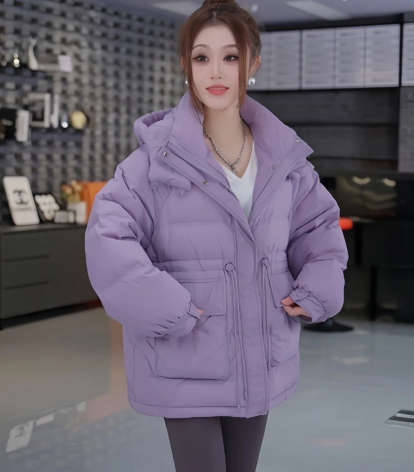 【反季清】新款半粒扣短款羽绒服女百搭韩版连帽收腰外套显瘦保暖