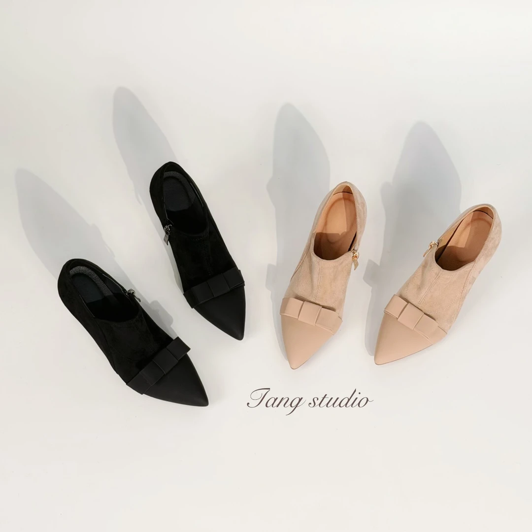 【Tang Studio】法式温柔风韩系百搭短靴 8cm/T323