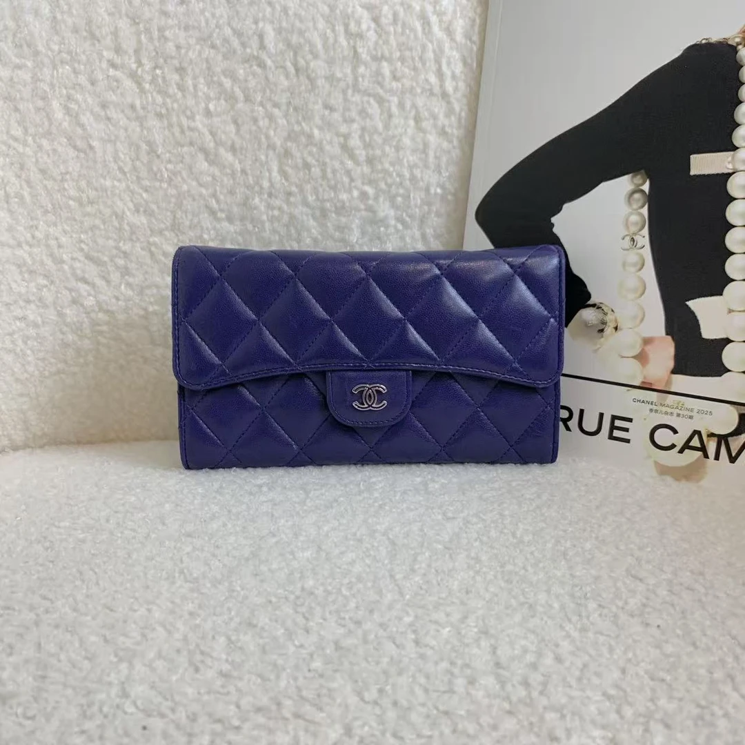 99新 Chanel/香奈儿 蓝色长款钱包/12期免息/49840010/代卖服务