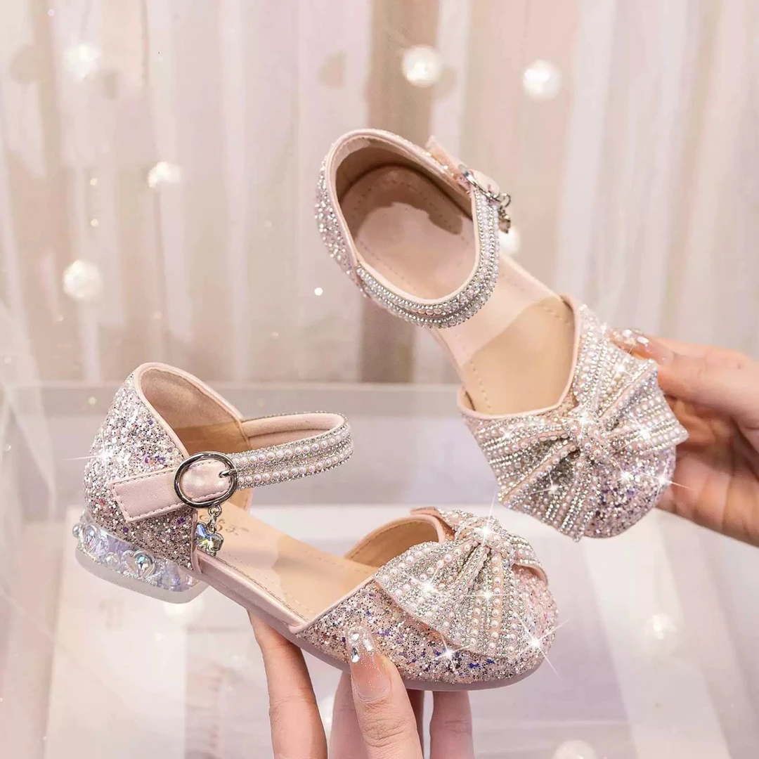 女童公主鞋2025新款儿童鞋水晶鞋春夏小皮鞋女孩鞋子宝宝单鞋软底