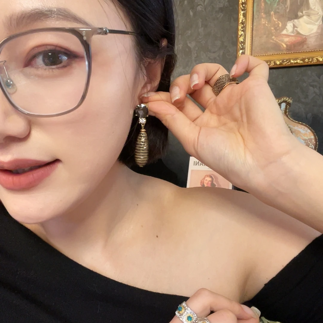 黄铜925银琉璃耳钉