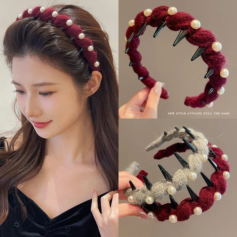 珍珠发箍女2025新款红色发带秋冬高颅顶洗脸发箍高级感压发夹头饰