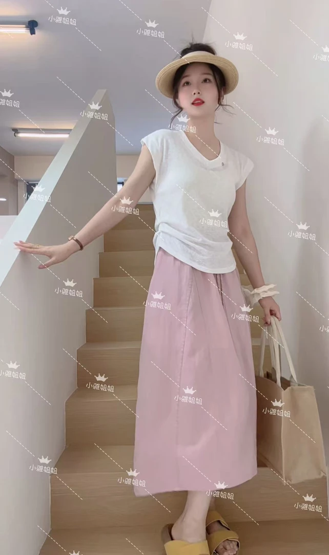 小雅姐姐 【水母裙】 韩系休闲复古拼接纯色半身裙IU36