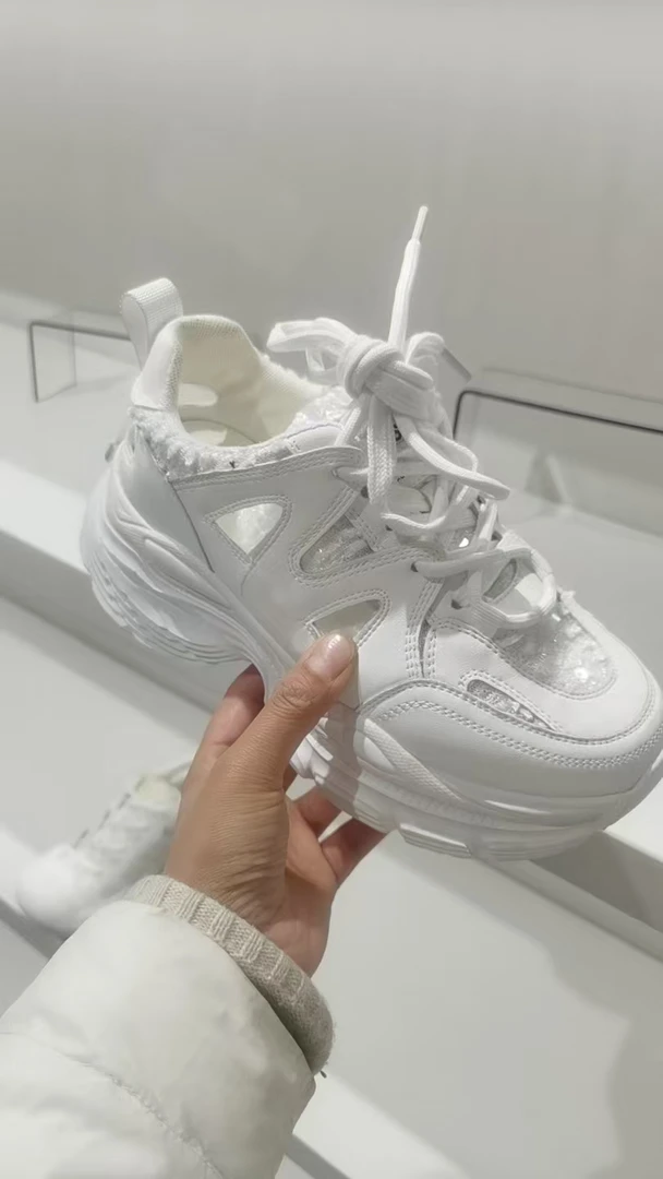 超轻底蕾丝镂空老爹鞋