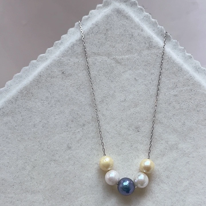项链银S925镶嵌海水珍珠