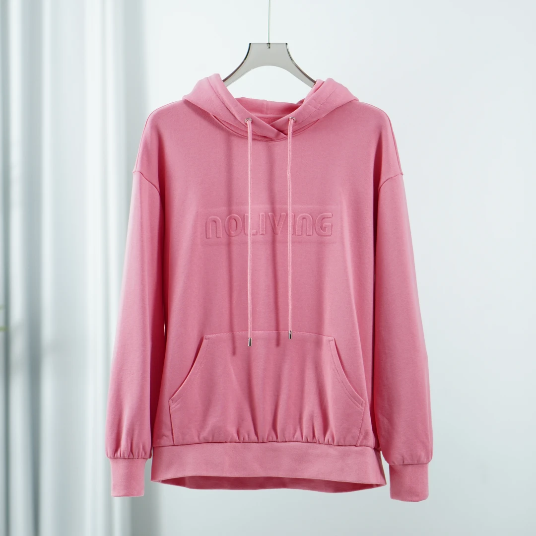 莉推荐【三C・伊】HD476 女装秋宽松连帽卫衣粉色Y22310407Z00