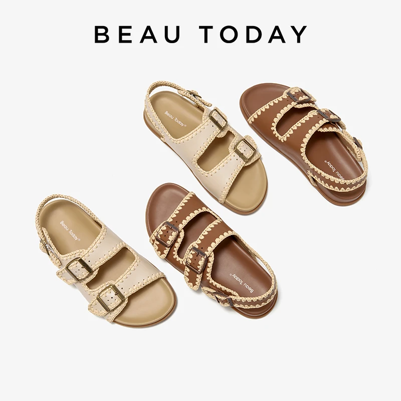 BeauToday【彝秀手工传承】柔软宠爱小香风女款外穿沙滩编织扣勃肯