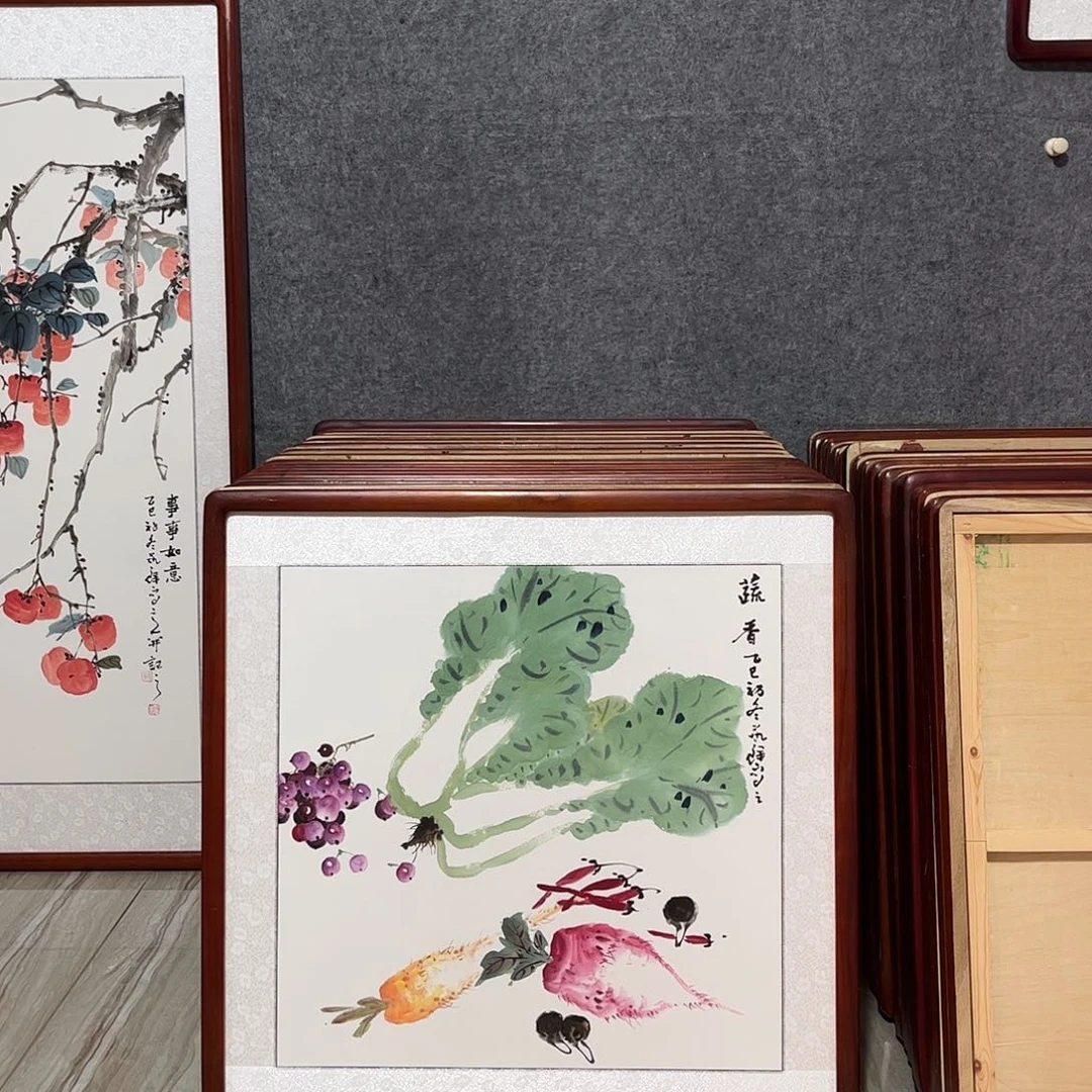 国画书画作品带框63×63