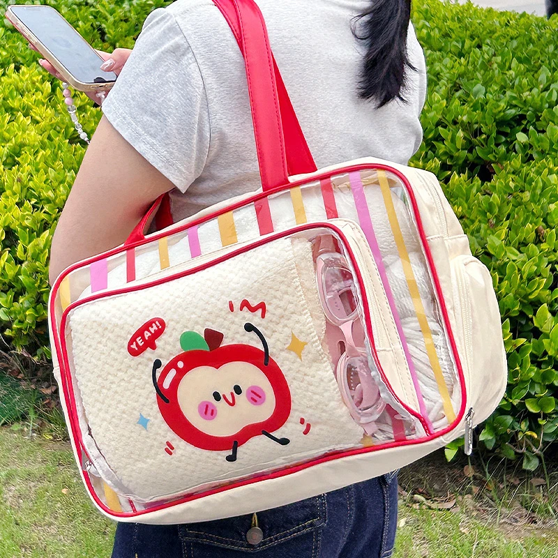 干湿分离游泳包大容量女透明防水手提小包旅行便携洗漱化妆收纳袋