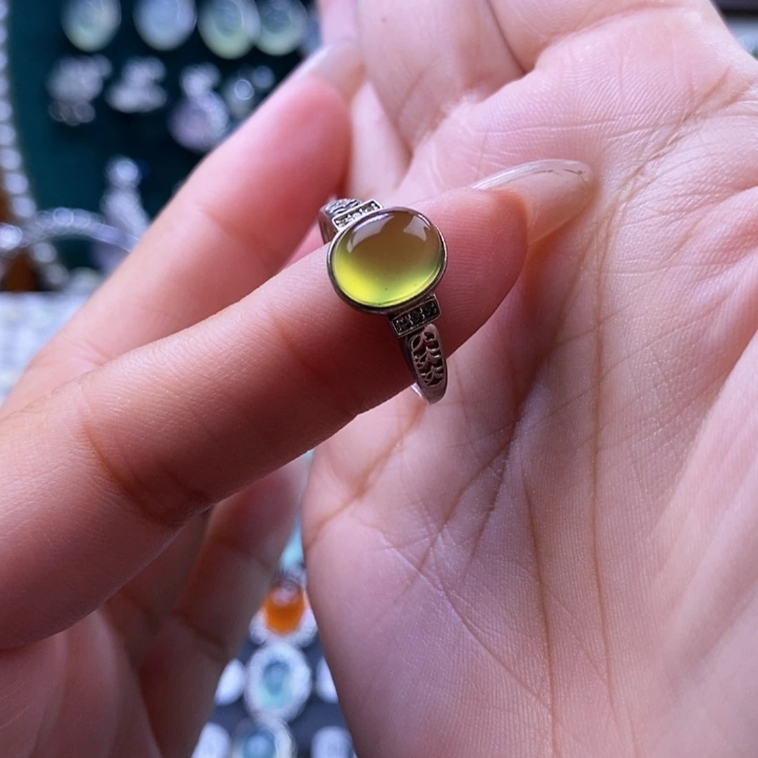 岫玉银S925镶嵌戒指