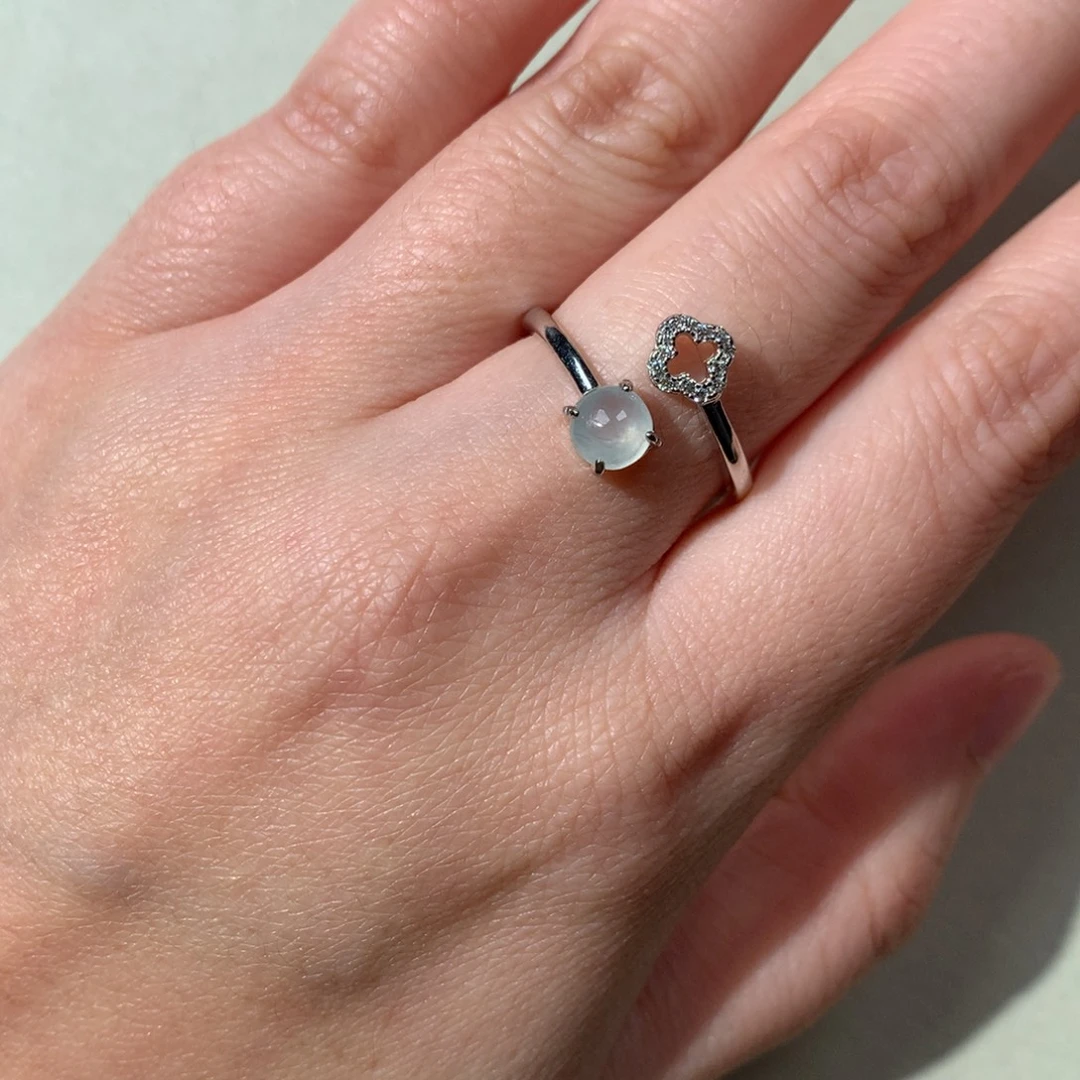 翡翠银S925镶嵌戒指蛋