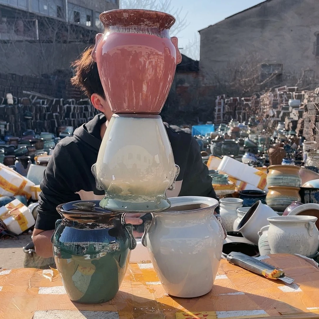 宜兴紫砂粗陶花盆