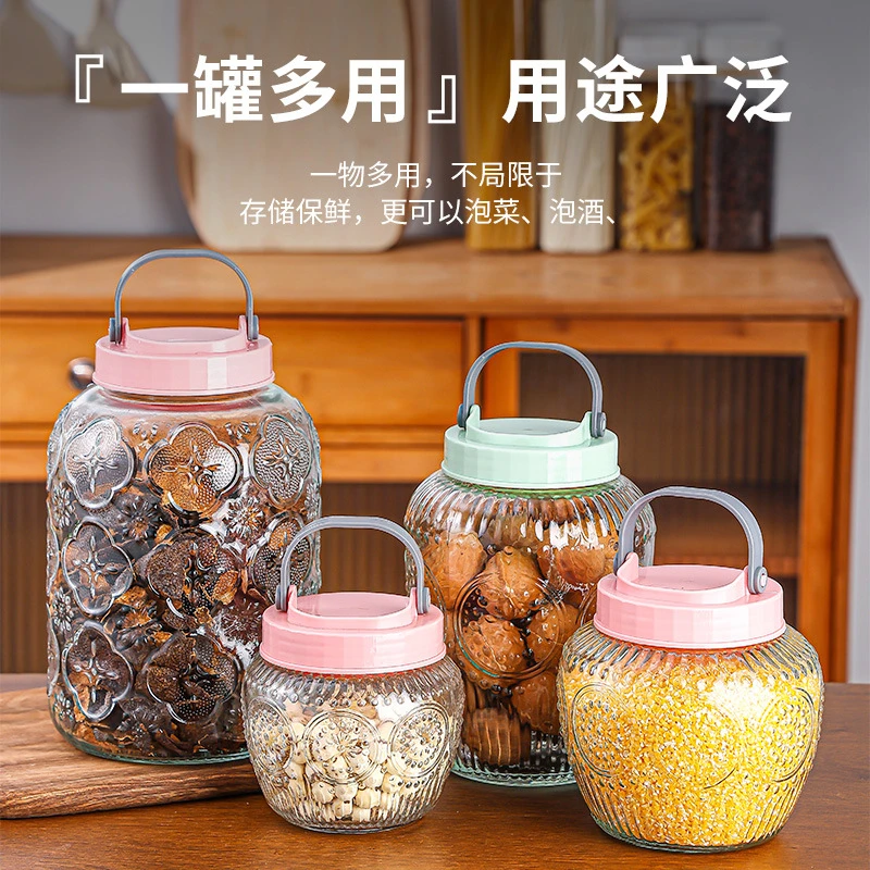 新疆包邮到家3件套透明玻璃泡菜酸菜坛子大号加厚腌菜坛密封