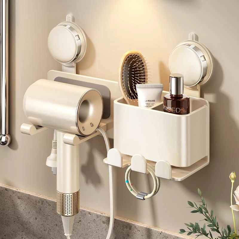 吸盘吹风机置物架太空铝免打孔卫生间适用戴森电吹风筒支架挂架子