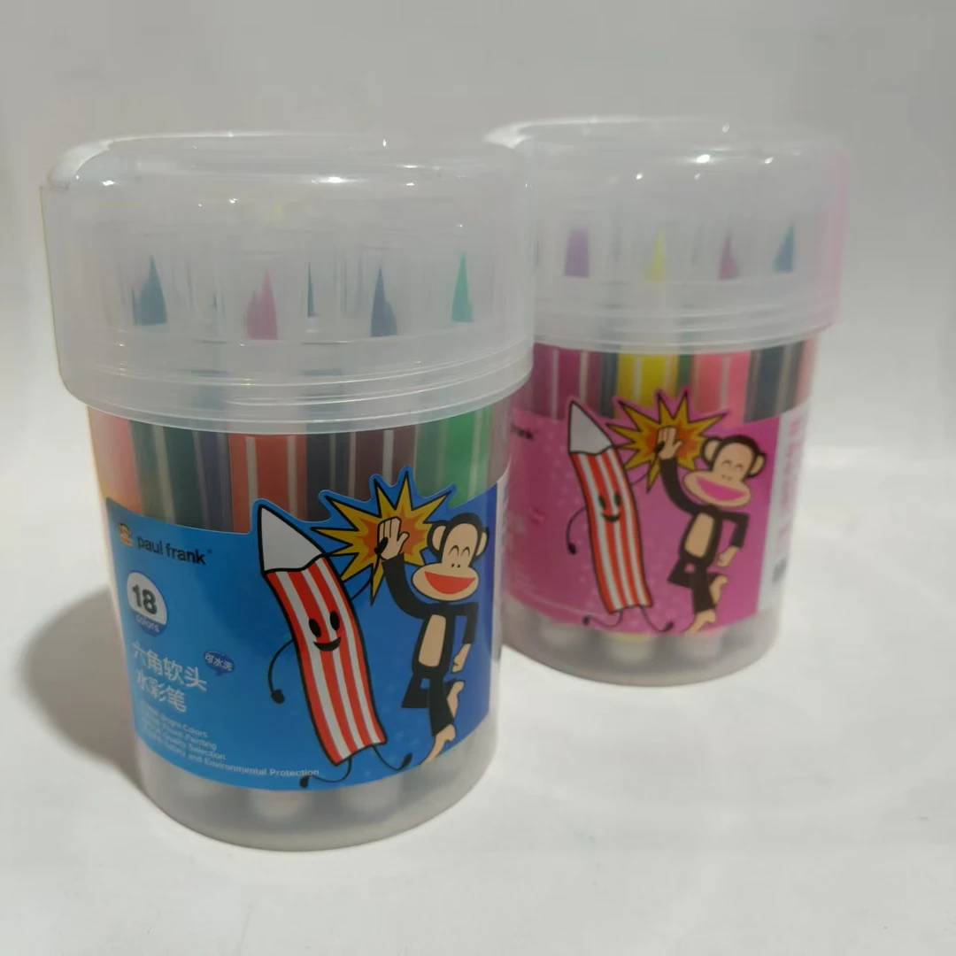 18色六角软头水彩笔 图案随机8917