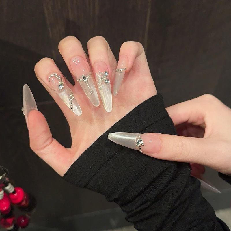 【白素贞】高品爆款纯手工穿戴甲春夏绵密猫眼高级美甲贴片