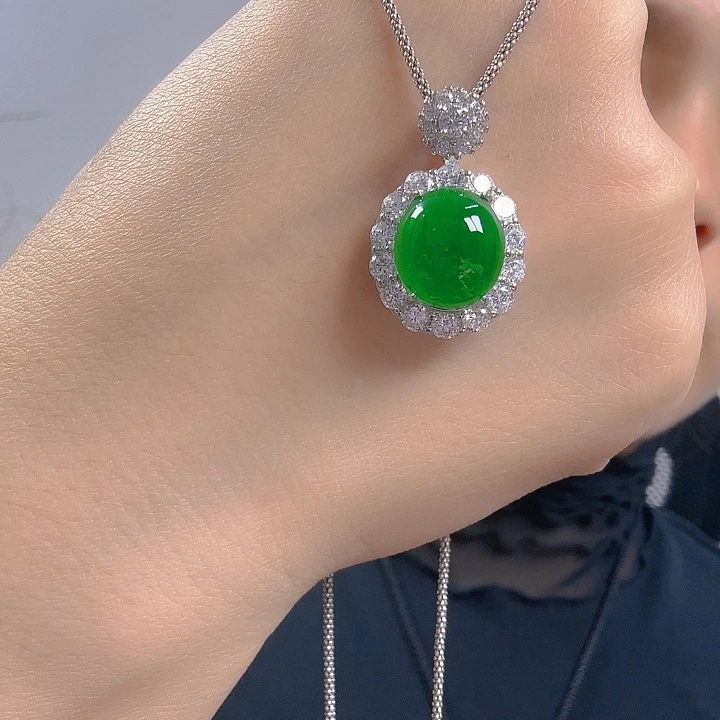 翡翠银S925镶嵌吊坠(不含链)