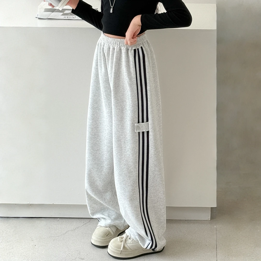 女童休闲裤宽松洋气2025新款中大童运动裤直筒阔腿裤洋气百搭裤子