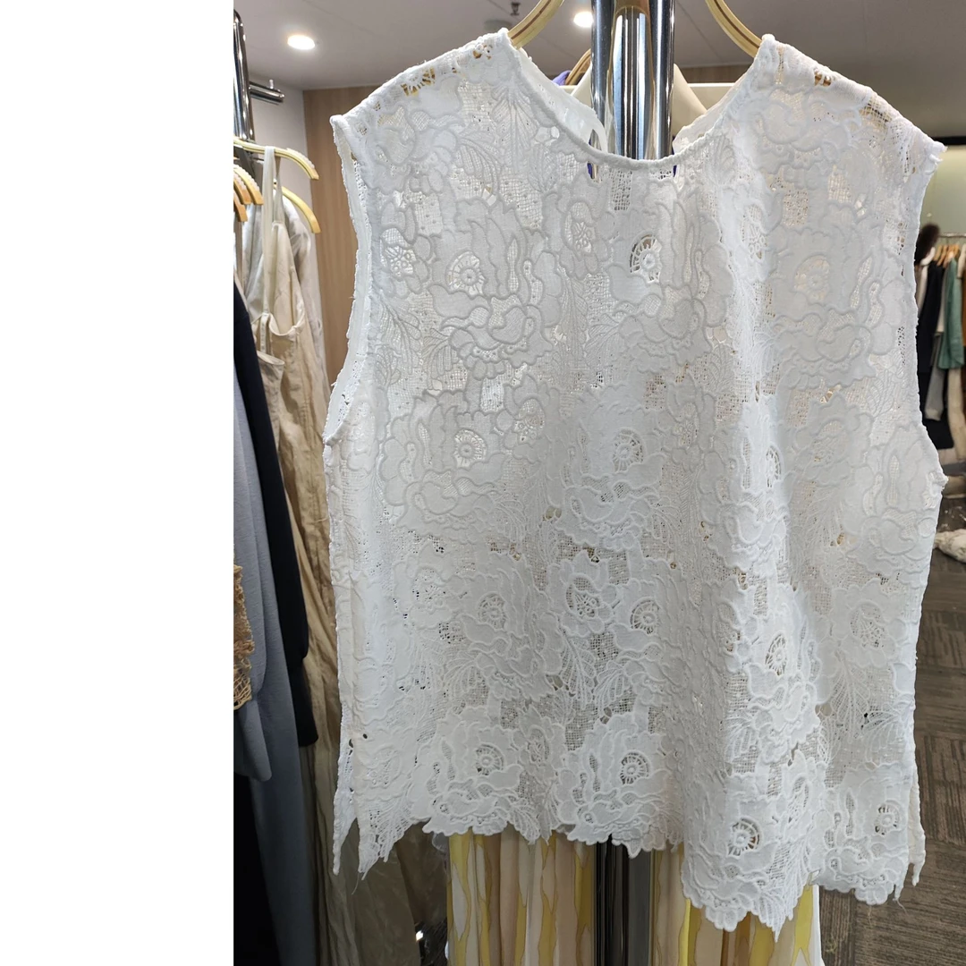 时尚蕾丝系带钩花小衫 Y024-0258