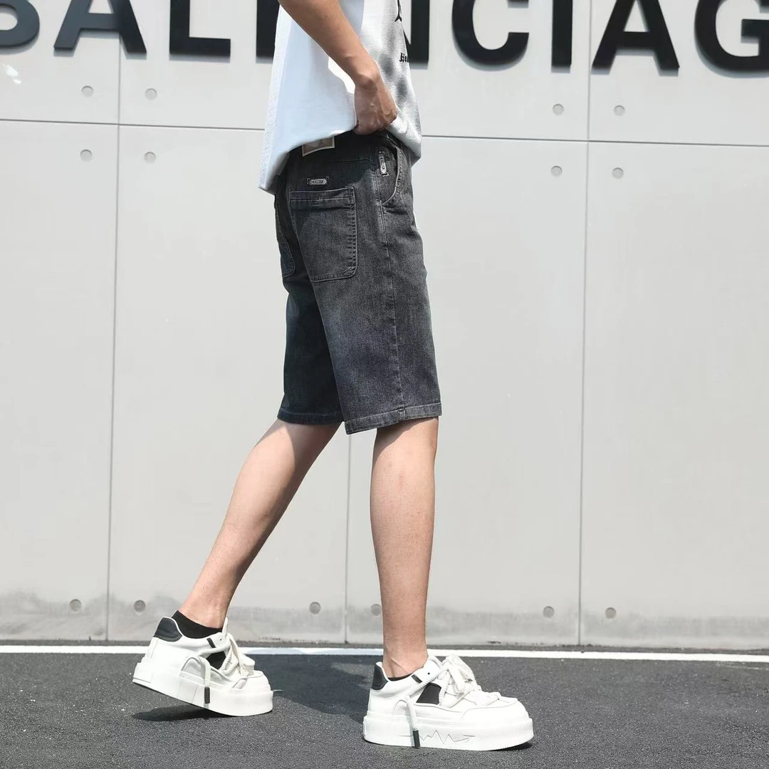 【杰克森1】815夏季男士松紧腰牛仔短款