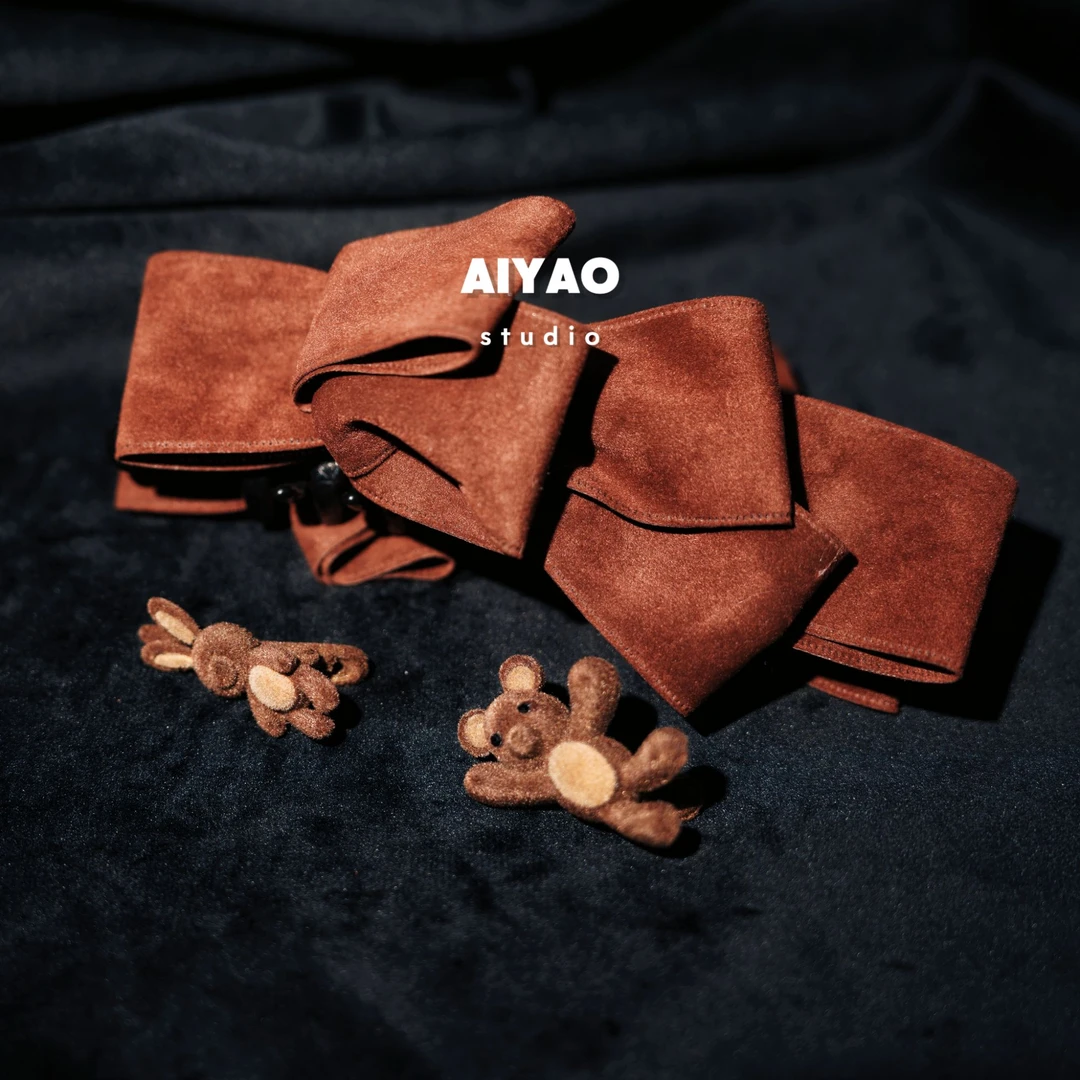 合金耳饰 【AIYAO】棕色香蕉夹子一套C101