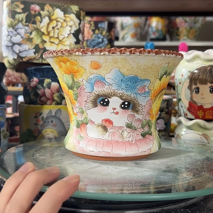 满38包邮 景德镇手绘花盆